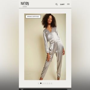 Nation Ltd grey satin jumpsuit